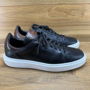 Goodman Black Leather Sneakers Mens 12 Low Top Casual